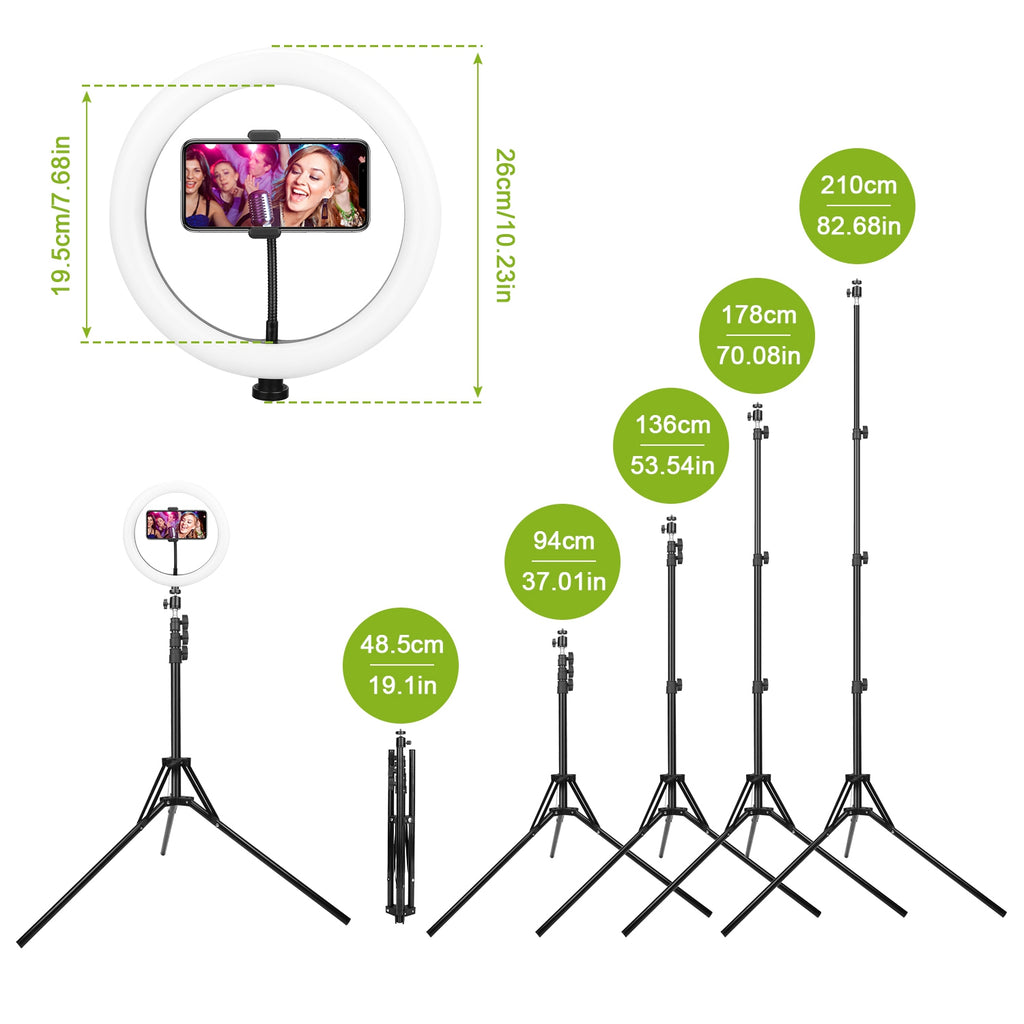 10-Inch LED Ring Light with Tripod Dimmable Selfie Light