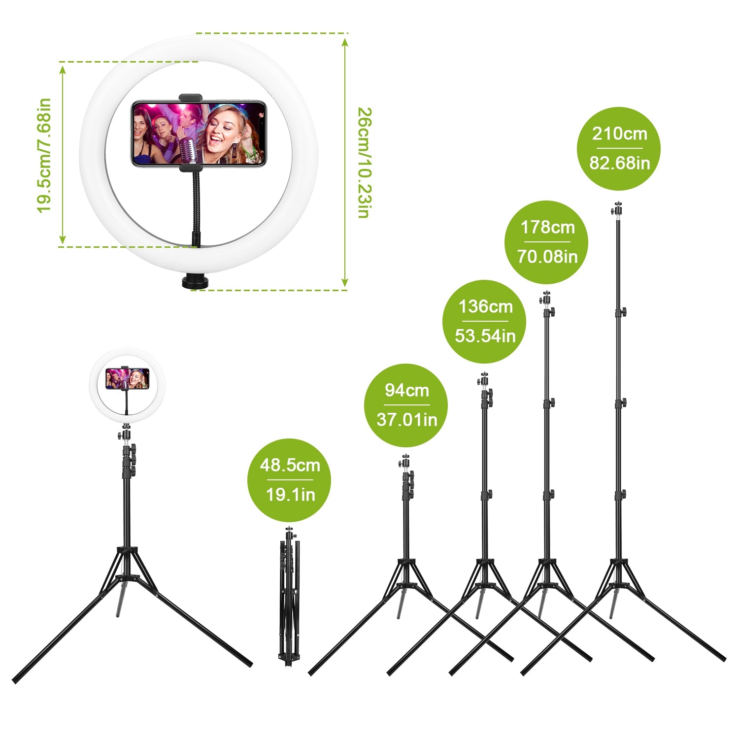 10-Inch LED Ring Light with Tripod Dimmable Selfie Light