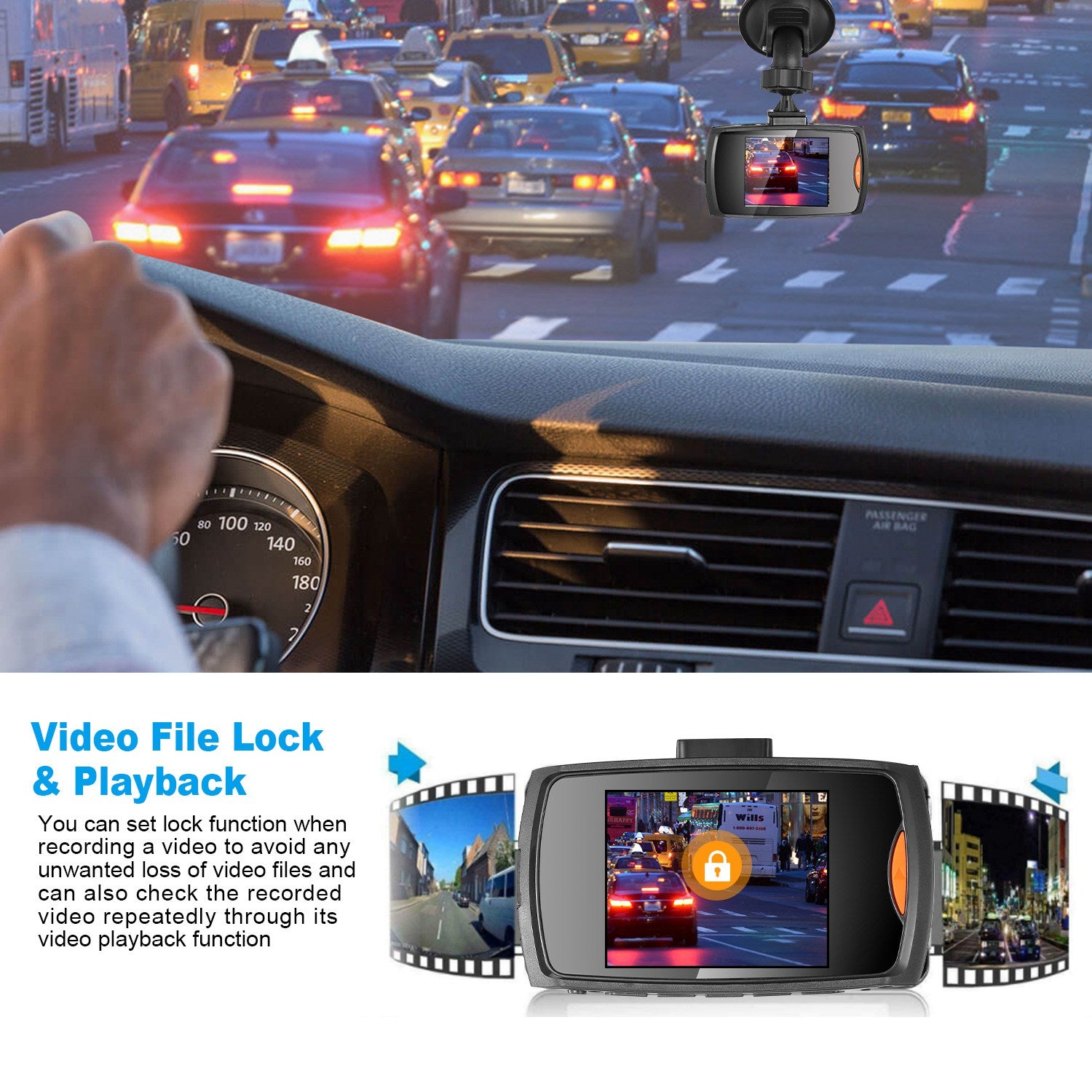 1080P Dash Cam w/ Night Vision & Loop Recording